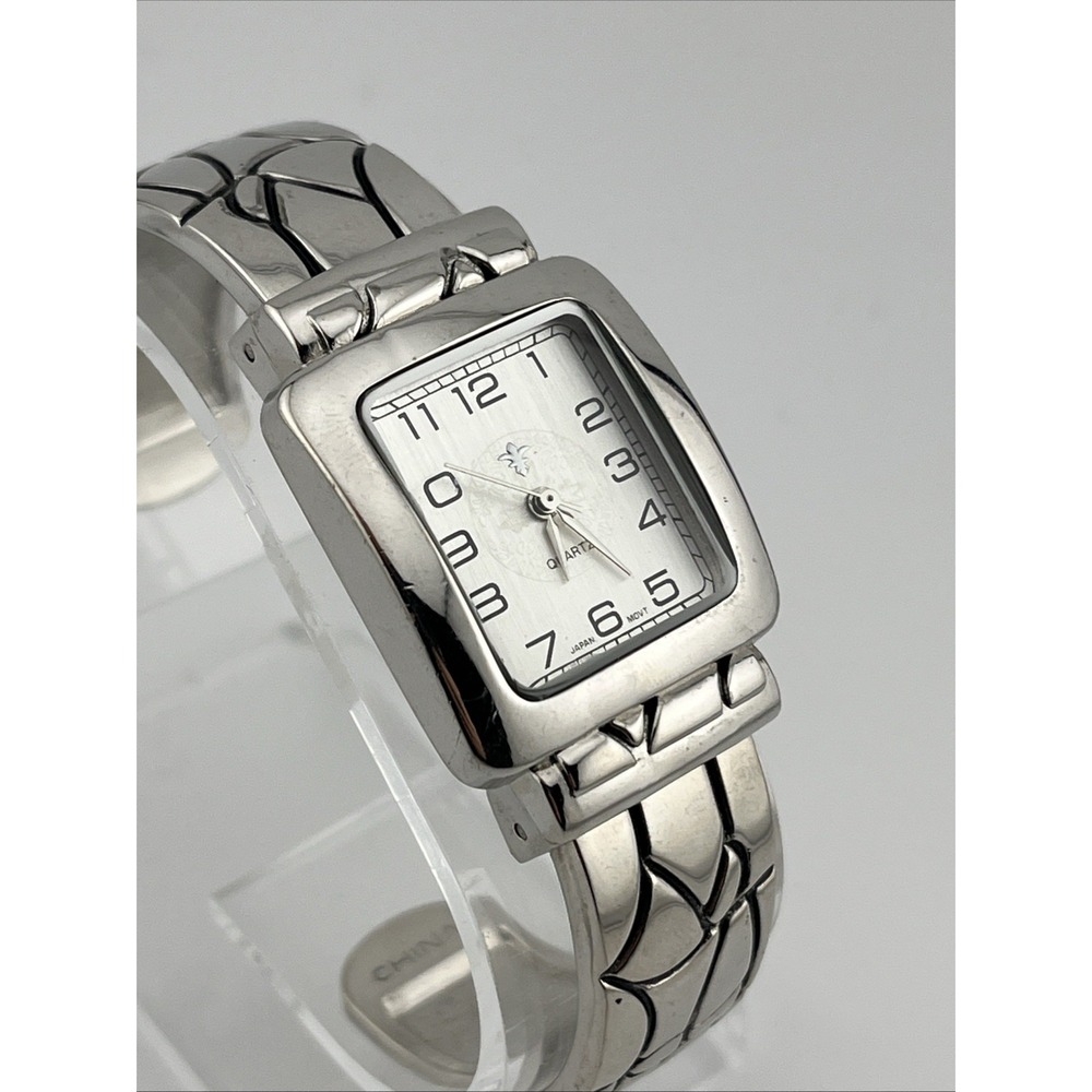 Cannes Watch Women 26mm Silver Case Hinge Bangle Band-‎ New Battery
